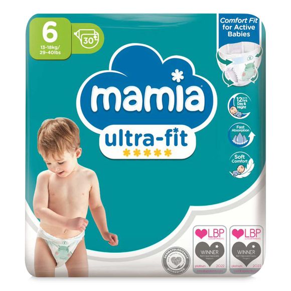 Mamia Ultra-fit XL Nappies 30 Pack/Size 6